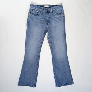 Madewell Mid Rise Kick Out Crop 30 Blue Flare Jeans '70s Aesthetic Chic
